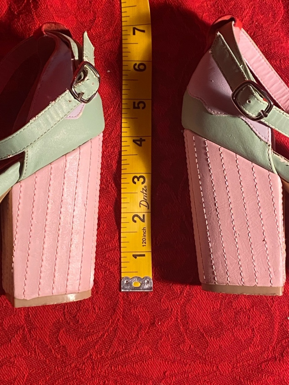 Iron Fist T-strap high heel sandals,pastel shades,cupcake details,red hearts,7 - Picture 14 of 15